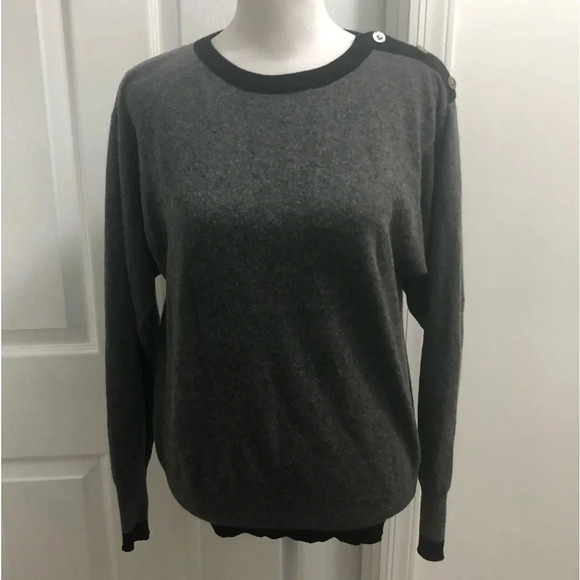 Gloria Sachs 100% Cashmere Vintage Button Crewneck Sweater Medium - Picture 1 of 9